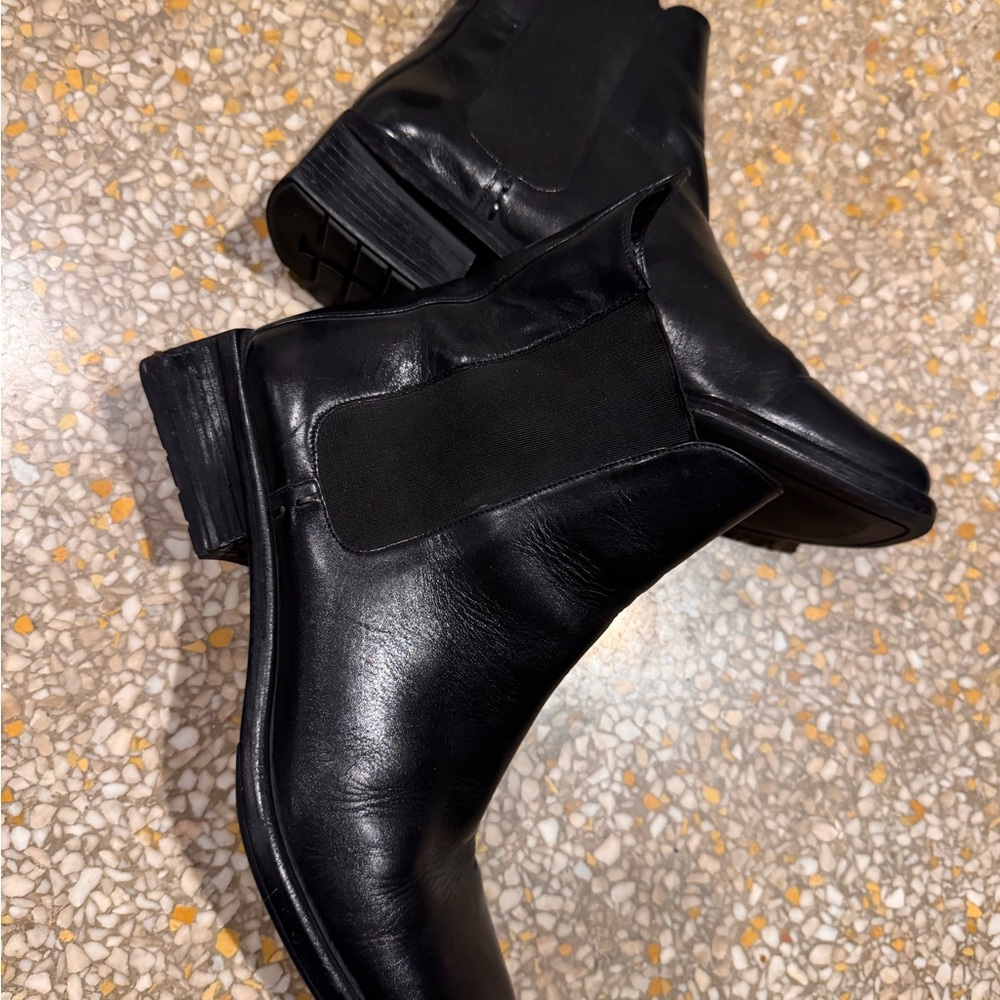 Cole Haan Black Ankle Boots Sleek Leather Square Heel